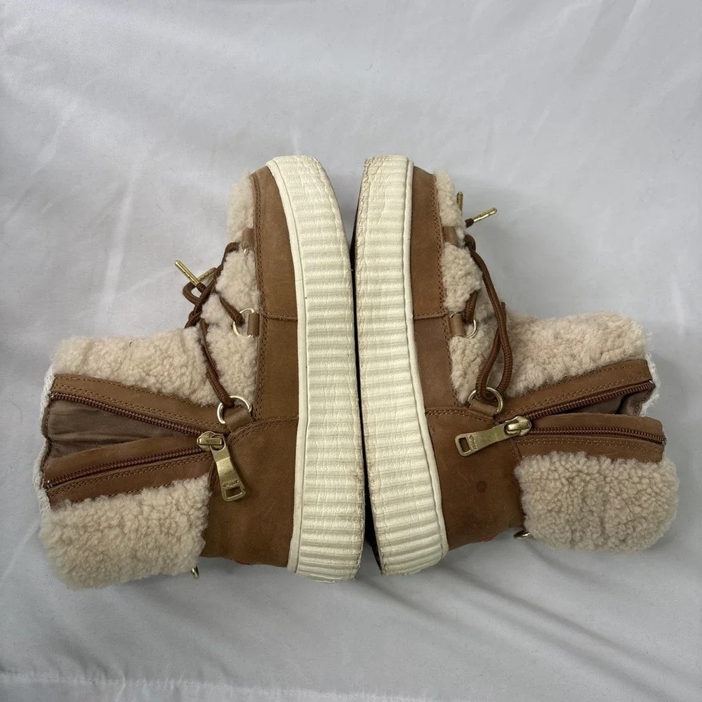 Pajar Canada Ceria In Church Brown/Cream 5/5.5 Waterproof Shearling Snow‎ Boots